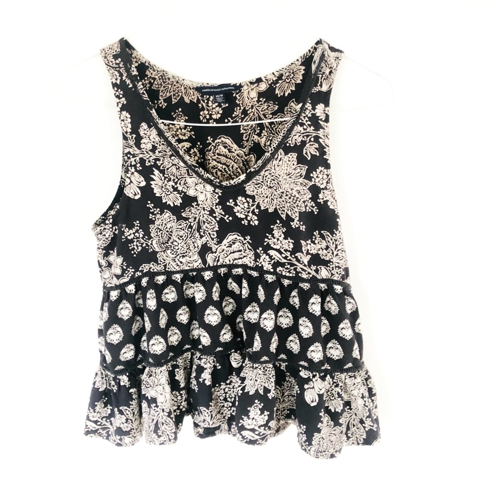 AEO Floral Ruffle Tank
